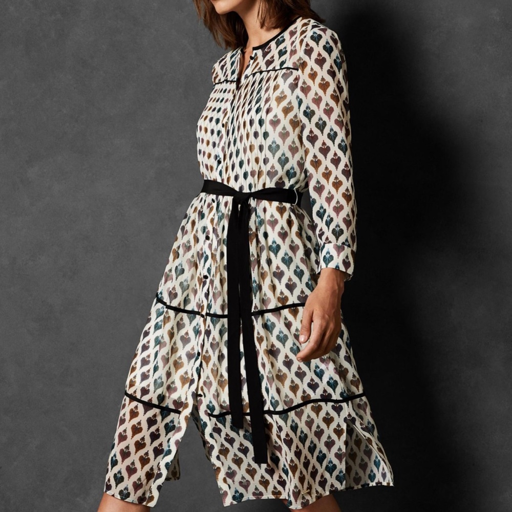 BNWT Ted Baker London Heart Print MIDI Dress Size 5